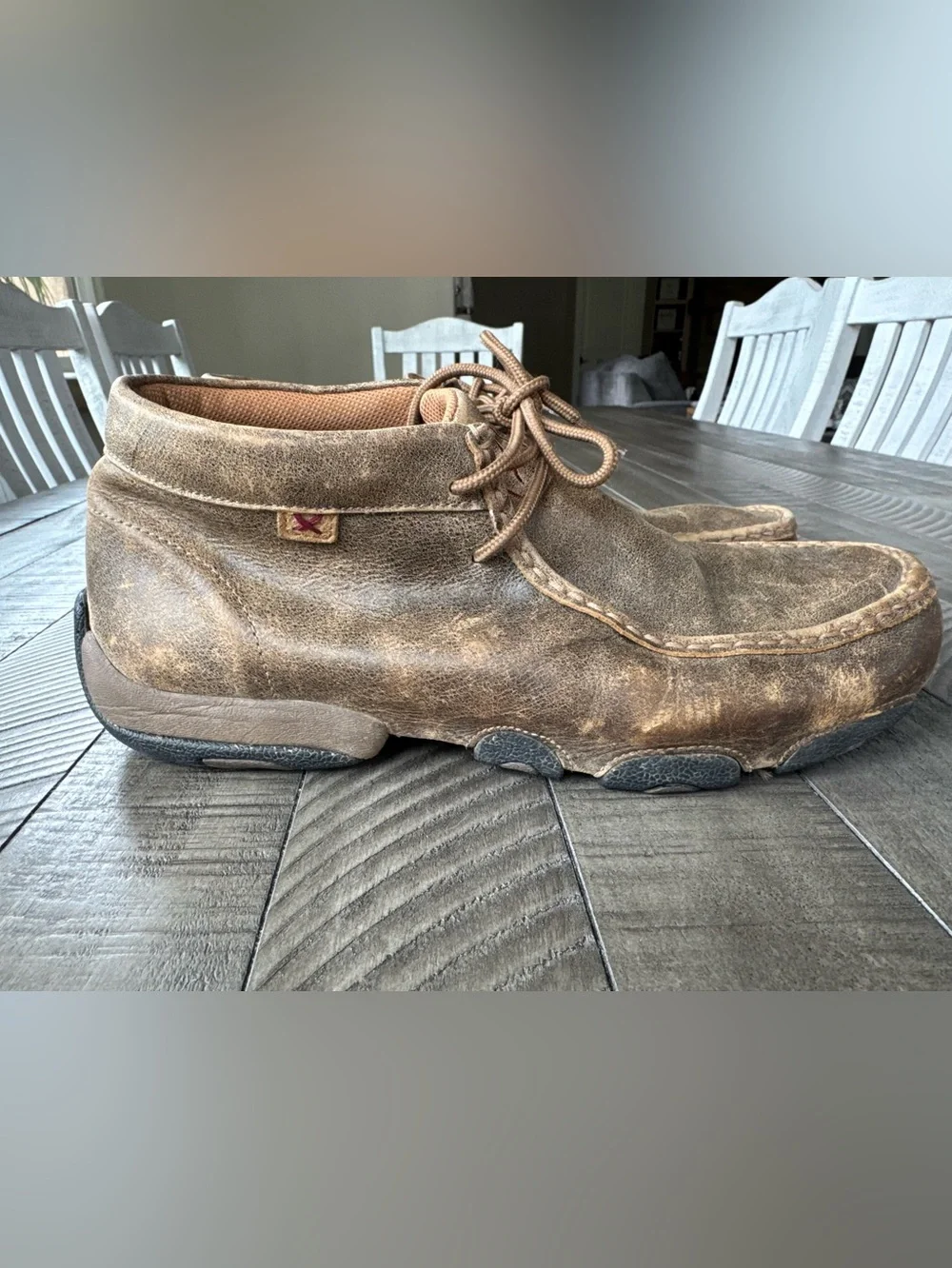 Twisted X Driving Leather Moccasin Chukka Distressed Boots Men’s Size 10.5